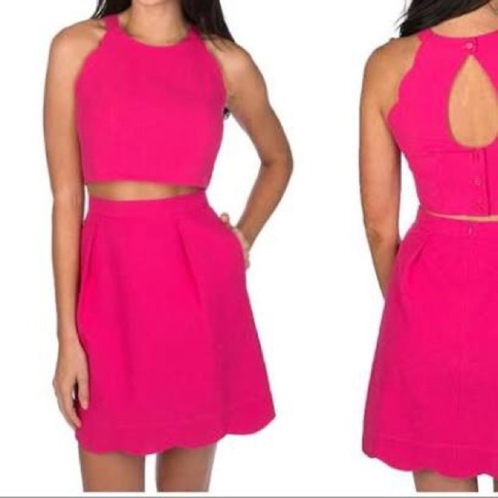 NWT Lauren James Two Piece Carly Set Hot Pink XS